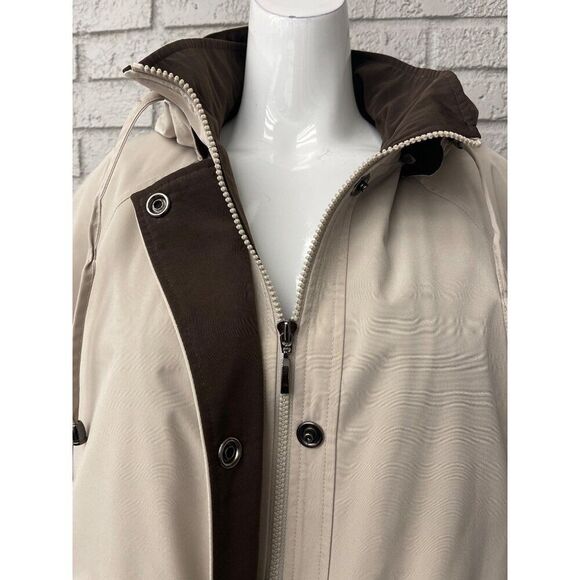 Liz Claiborne Women Cream Outerwear Jacket Removable Hood & Lining Size LP - Picture 7 of 11